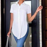 Summer Fashion Simple Polo Collar Women's Shirt