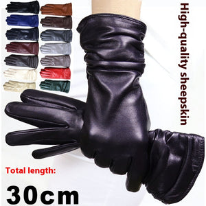 High-end Women's Sheepskin Gloves Leather Extended