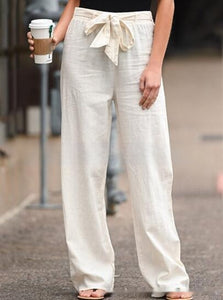 Women's Cotton And Linen Casual Solid Color Pants