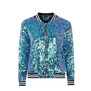 Fashion Colorblock Sequins Short Casual Jacket