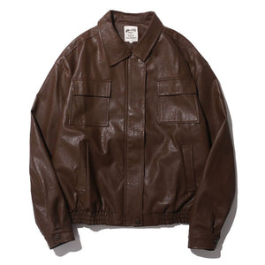 Japanese Vintage PU Motorcycle Leather Jacket