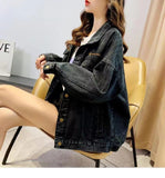 Loose Embroidered Lettered Black Denim Jacket Slimming Jacket Coat For Women