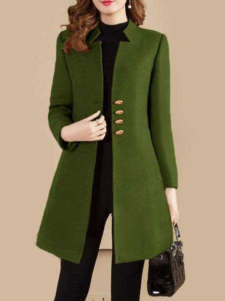 Autumn And Winter Slim Korean Style Solid Color Women's Woolen Coat Jacket