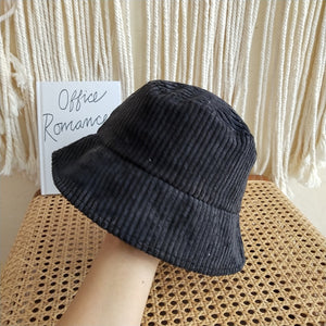 Women's Japanese Pure Color Warm Keeping Corduroy Fisherman Hat