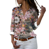 Flower 3D Digital Printing Long Sleeve Lapel Shirt