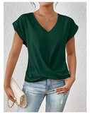 Fashion Short-sleeve T-shirt Summer Casual Irregular Knot Top For Women