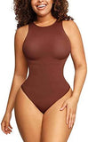 Belly Contraction Body Shaper Solid Color Round Neck Jumpsuit