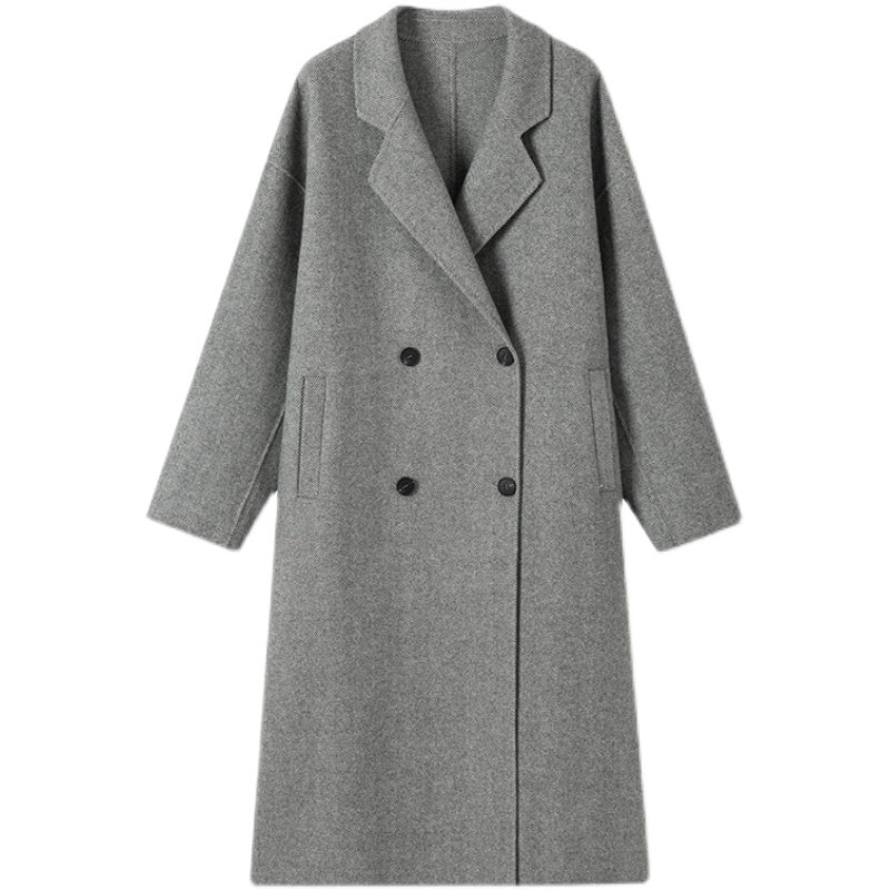 Mid-length Cashmere Coat Women's Casual Thickening