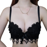 Sexy lace gathered bra set