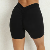 Back Waist Deep V-shaped Wrinkle Tight Yoga Shorts