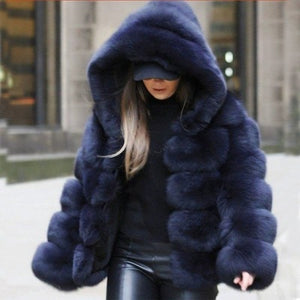 Fur fox fur hooded women's coat