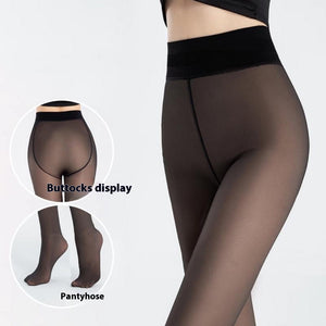 Water Light Socks Black See-through One-piece Trousers Fleece-lined Thickened