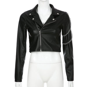 Arm chain leather jacket