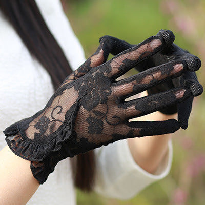 Lace Sunscreen Gloves Summer Thin Short High Elastic Sexy