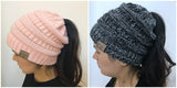 Knitted Ponytail Hat, Women's Wool Hat Fashion