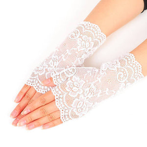 Lace Half-finger Sunscreen Short Outdoor Driving UV Protection Gloves