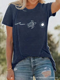 Multicolor Printing Round Neck Short Sleeve T-shirt