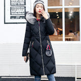 Long hooded padded down coat coat women