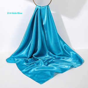 Pure Color Silk Scarf Artificial Silk 90cm Shiny Satin Shawl