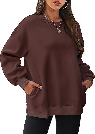 Women's Round Neck Pullover Oversized Loose Velvet Long Sleeve Sweatshirt