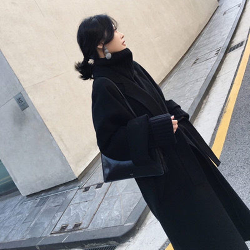 Over-the-knee All-match Mid-length Wool Coat