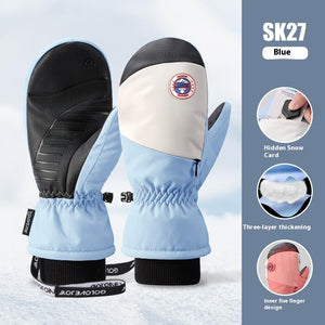 Snowboard Gloves For Women Wind-proof And Cold Protection Touch Screen Fleece-lined Thickened