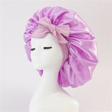 Satin Ribbon Round Bow Elastic Nightcap