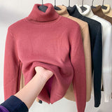 Turtle Neck Winter Sweater Women Elegant Thick Warm Female Knitted Pullover Loose Basic Knitwear