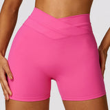 Skinny Hip Raise Yoga Shorts Brushed Cross High-waisted Trousers