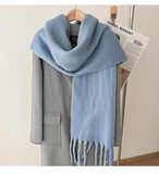 Mohair Idle Style Soft Fluffy Pure Color Warm Keeping Scarf