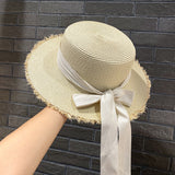 Lace String Color Woven Straw Hat Summer Versatile Outdoor Travel Beach Hat Cute Girl Ins Bucket Hat