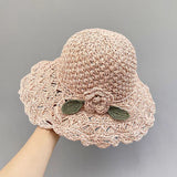 Hand-woven Summer Hat Straw Hat Female Sunshade Flower Foldable Sun Protection Sun Hat