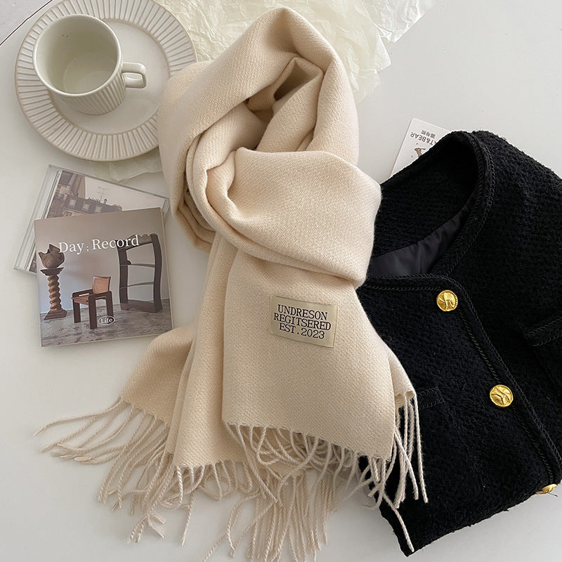 Double-sided Artificial Cashmere Scarf Women's Winter Warm Couple