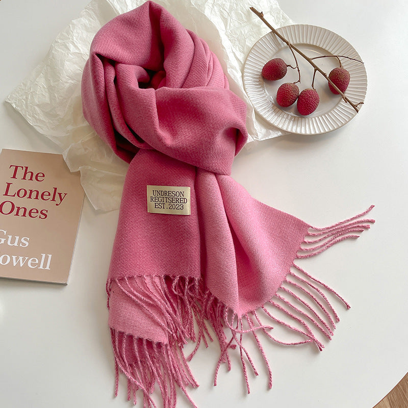 Double-sided Artificial Cashmere Scarf Women's Winter Warm Couple