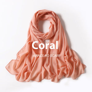 Pure Color Pearl Chiffon Scarf Headcloth Veil Chiffon Scarf