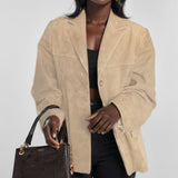 Women's Retro Brown Loose Long Sleeve Jacket