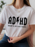 Letter Pattern Printed Women's Cotton T-shirt Short Sleeve