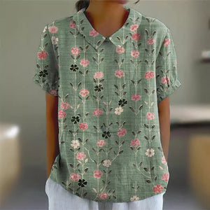 Shirt Women's Short Sleeve Creative Retro Floral