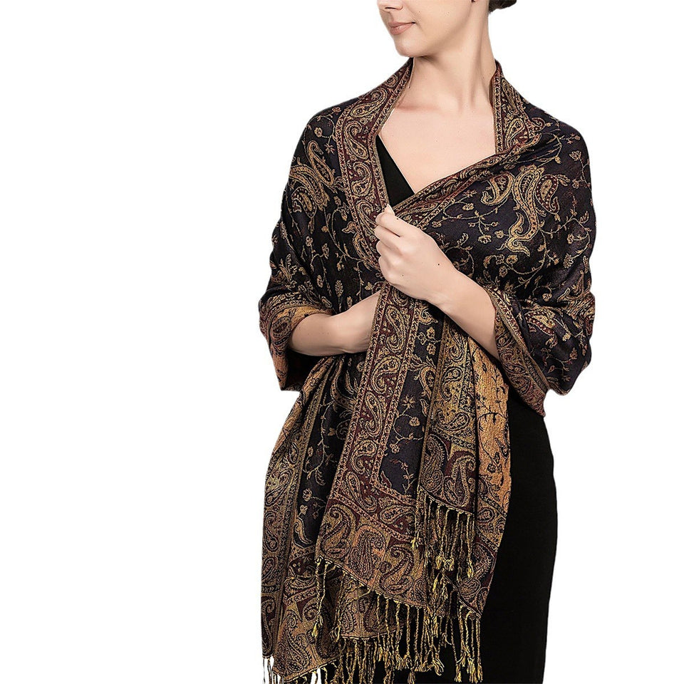 Autumn And Winter Ethnic Style Vintage Tassel Shawl Middle East Paisley Jacquard Scarf For Women