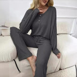 Solid Color Fashion Casual Long Sleeve Pants Two-piece Set