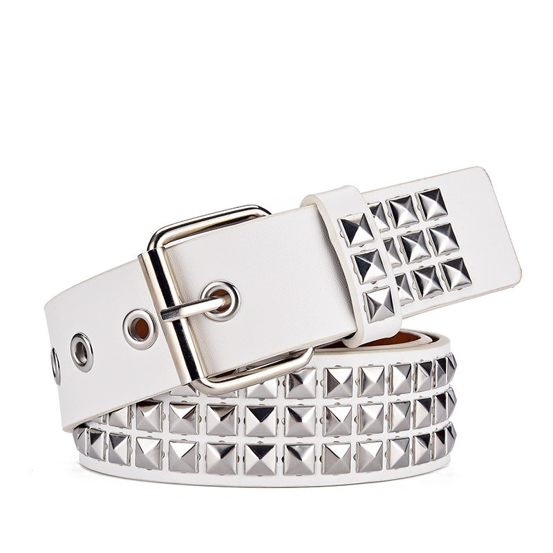 Men's And Women's Fashion Simple Square Bead Rivet Belt