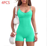 Spaghetti Strap Shorts Jumpsuit Sports Yoga Workout Tight Romper Women Fashion Fitness Sportwear