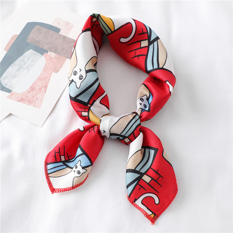 Fashionable All-match Satin Artificial Silk Scarf