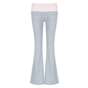 Color Matching Low Waist Casual Bootcut Trousers Women