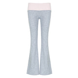 Color Matching Low Waist Casual Bootcut Trousers Women