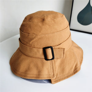 Irregular Brim Button Bucket Hat