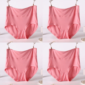 Women Underwear Soft Viscose Solid Color High Waist Panties 4pcs A Lot