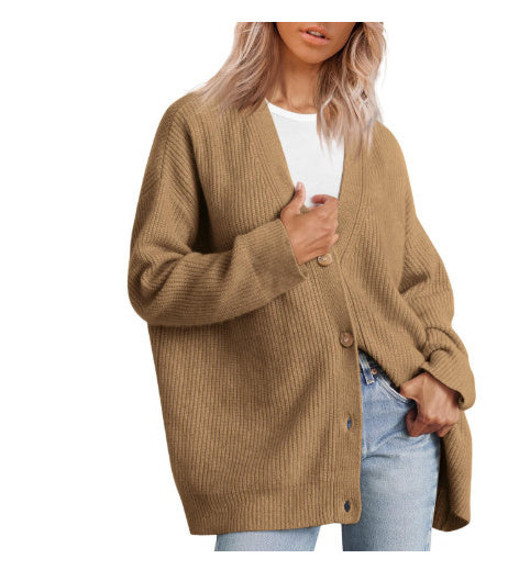 Popular Solid Color Cardigan Sweater Coat For Women