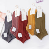 Women's Double Needle Solid Color Cotton Short Ankle Socks