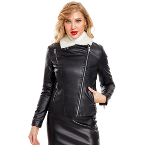 Autumn And Winter New Fur One Leather Jacket Female